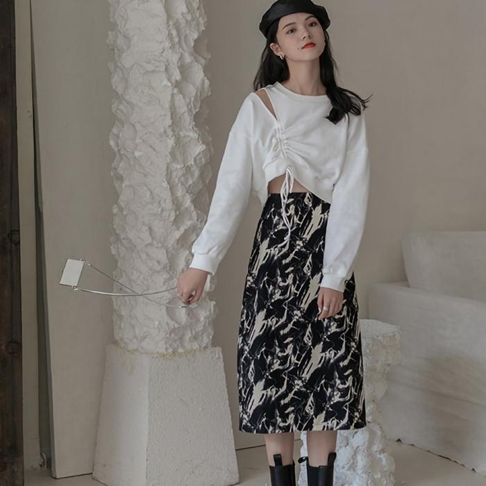 Newlan QZ026 Rok Kotak Kotak Panjang Korean Style - Rok Tartan /Rok Span Motif/ Rok Kotak Flanel