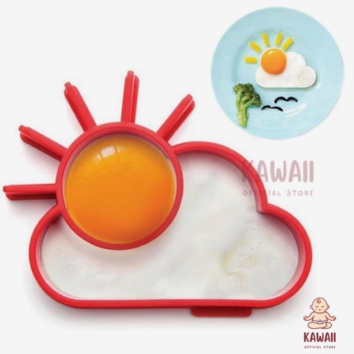 KS Cetakan Telur Ceplok Omelette Silikon Bentuk Awan Langit Matahari / Cetakan Telor Goreng - awan, 