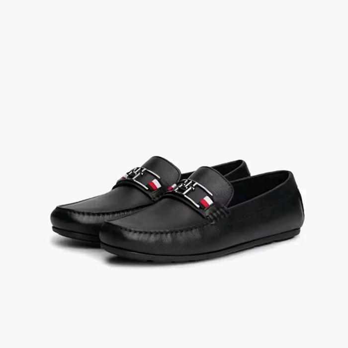 Tommy Hilfiger - Textured Leather Driver Loafers Original Sepatu Slip On Pria