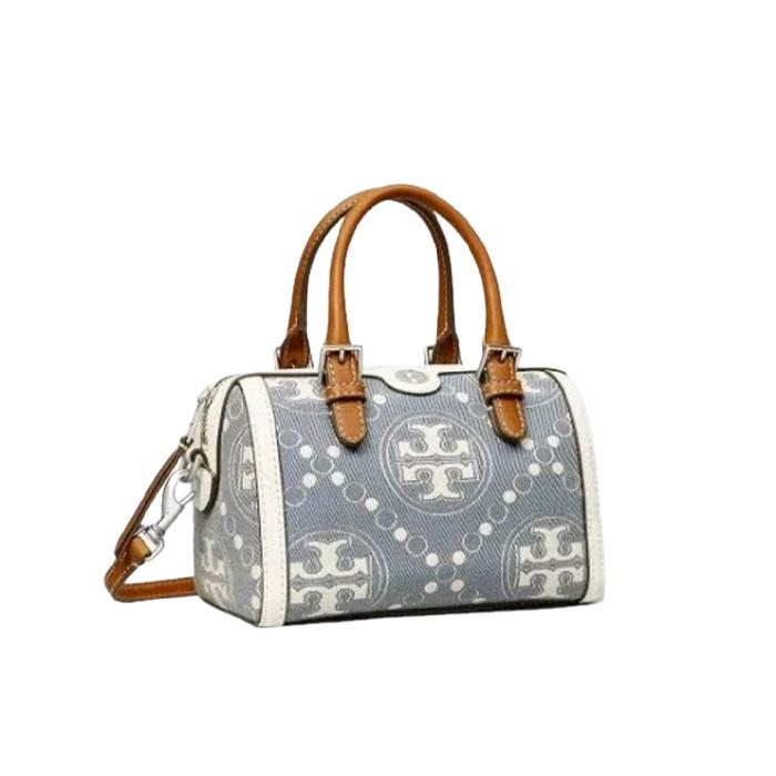 TORY BURCH - Speedy Canvas Tas Tangan Wanita dengan Desain Elegan dan Tali Kulit Coklat