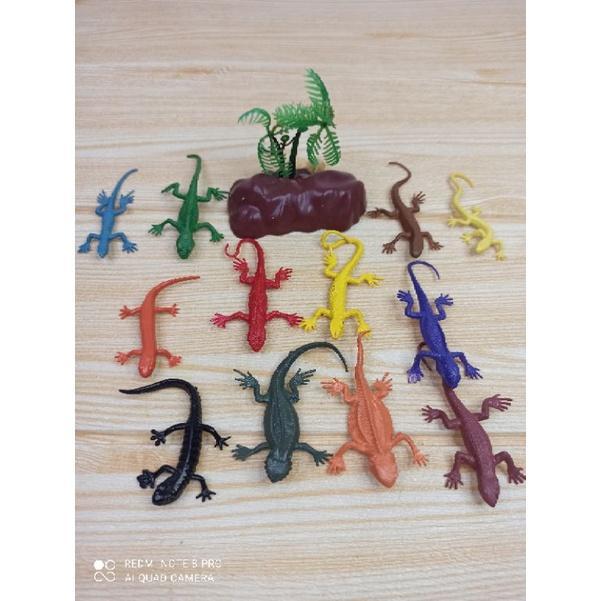 ready stok mainan cicak reptil karet mini isi 12pcs