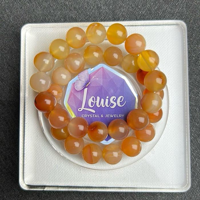 LouiseCrystal - Orange Agate Bracelet - Gelang Orange Agate 12mm