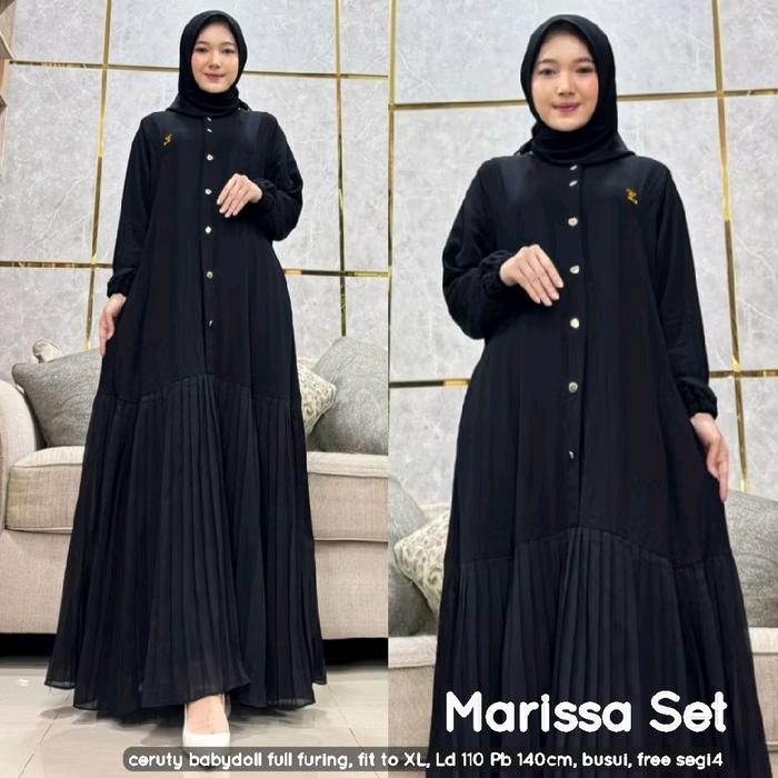 Marissa set MAXY gamis wanita bahan ceruty babydoll full furing