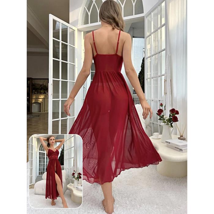 N Ukuran S - XL sexy lingerie daster transparan dress panjang baju tidur seksi wanita