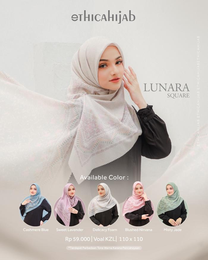 HIJAB VOAL MOTIF LUNARA SQUARE BY ETHICA BEST SELLER