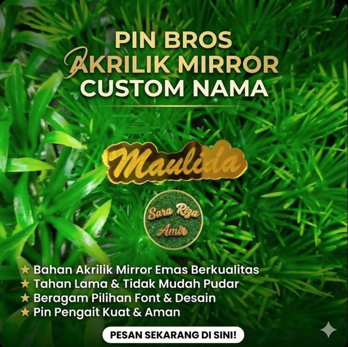 Bros nama custom bros akrilik grafir bros huruf bros huruf inisial bros jilbab bros hijab huruf