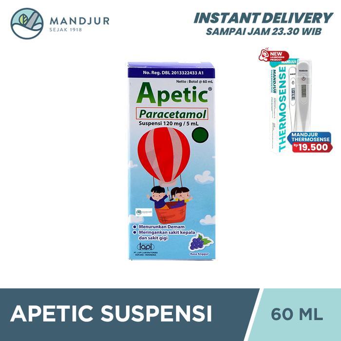 Apetic Suspensi 60 mL - Obat Demam dan Nyeri Anak Rasa Anggur