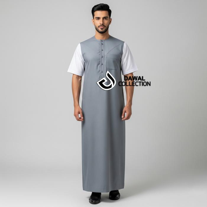 New Colection Gamis Pria Dewasa Lengan Pendek Syakir Bahan Katun Toyobo Desain Simpel Trendy M-5XL