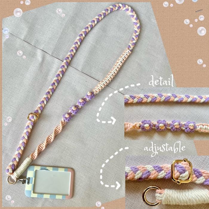 tali lanyard ADJUSTABLE strap macrame HP  ID card dan tas