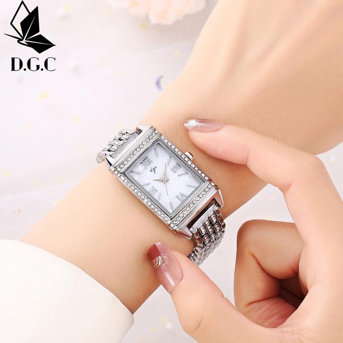 Dgc 1008 Jam Tangan Wanita Alloy Stainless Steel Berlian Korea Elegan Kuarsa  Persegi Panjang Jam Ta