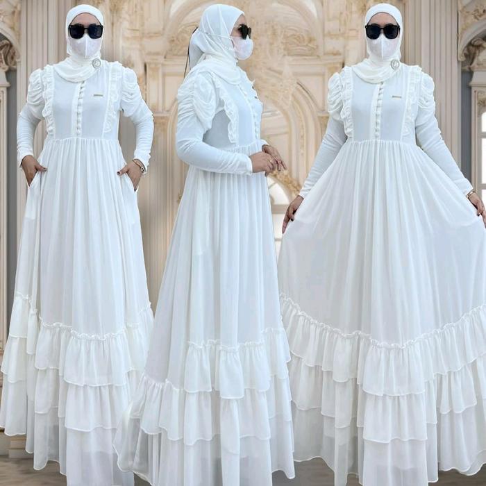 KHANZA SYAR'I Gamis Set Hijab Segi Empat Free Cadar Tali Matt Ceruti BabyDoll By Aje Zas Collection 
