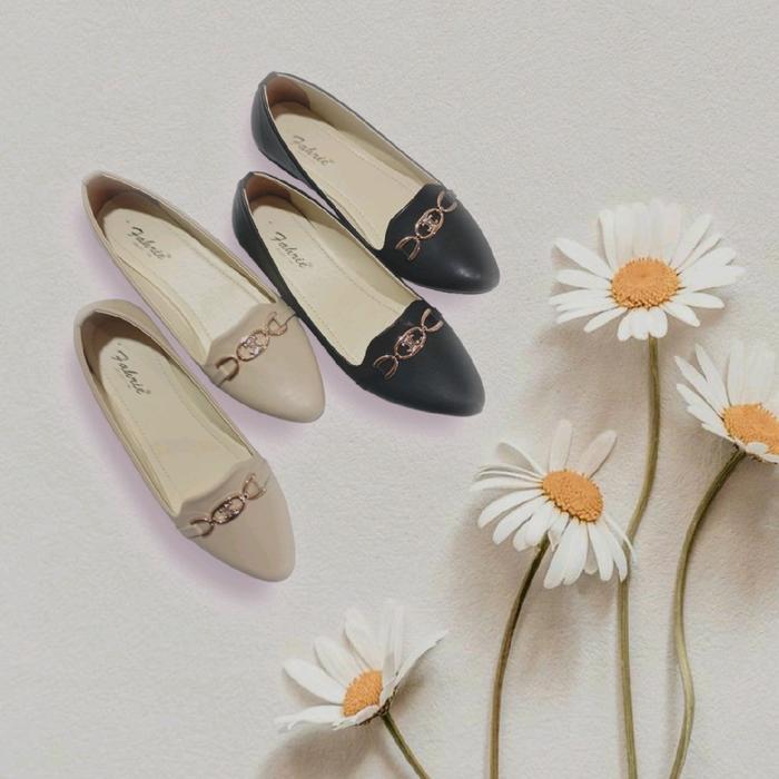 Elora sepatu balet wanita. korean style kekinian murah flat shoes Black