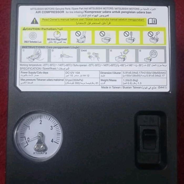 Pompa angin portable Mobil Motor original Mitsubishi