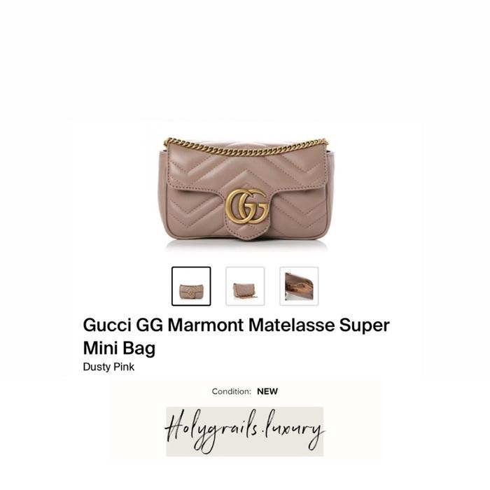 Gucci GG Marmont Matelasse Super Mini Bag Dusty Pink 100% Original