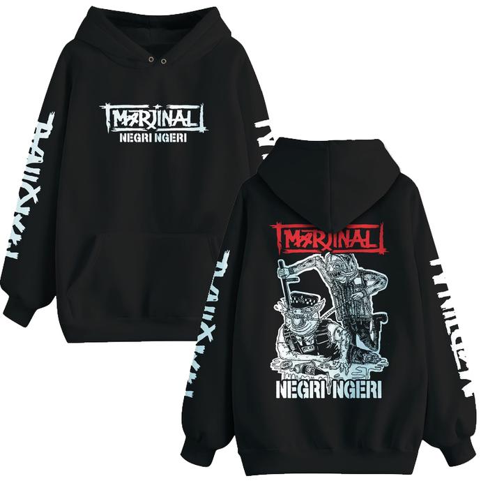 Sweater Marjinal Negri Ngeri Hoodie Jumper Bahan Cotton Fleece