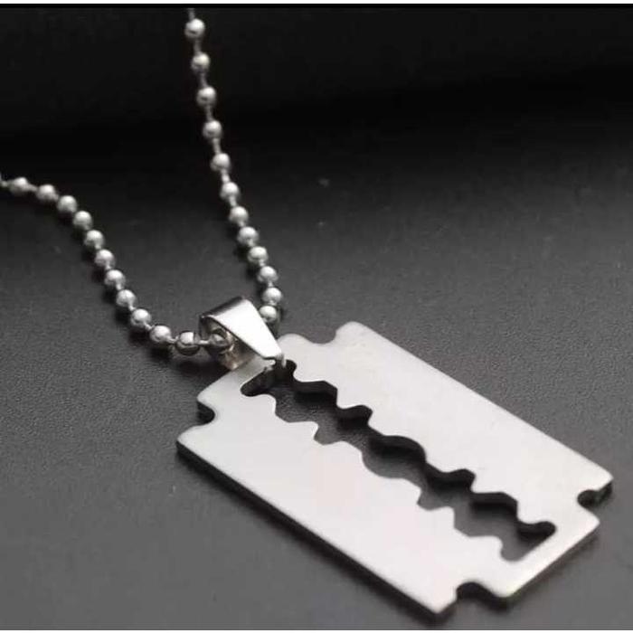 Kalung Titanium Liontin Silet(SATUAN) Kalung Bandul Silet