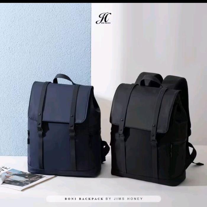 JIMS HONEY Boni Backpack Tas Ransel Pria Wanita Kulit Hitam Modern dan Stylish (only NAVY)
