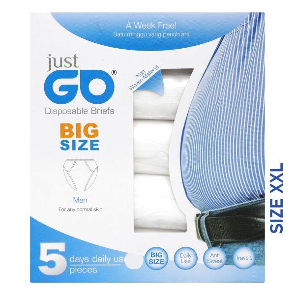 JUST GO DISPOSSIBLE UNDERWARE BIG SIZE MEN SIZE XXL 5 PACK | JUST GO