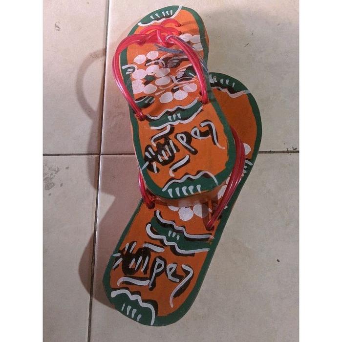 (TERMURAH) bakiak japit lukis / bakiak kayu lukis / bakiak kayu jadul / bakiak japit lukis selang