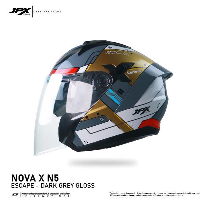 TERBAIK Helm Half Face Pria Wanita Harian Double Visor Motor SNI DOT Tebal Nyaman JPX NOVA X Motif V