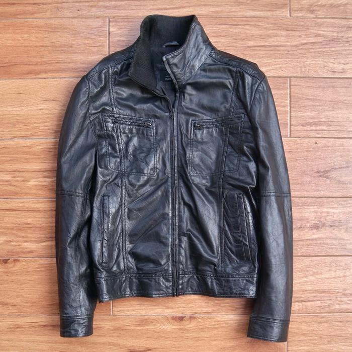 ZARA MAN size L kulit domba Jaket kulit asli trucker treker traker kemeja slim casual genuine leathe