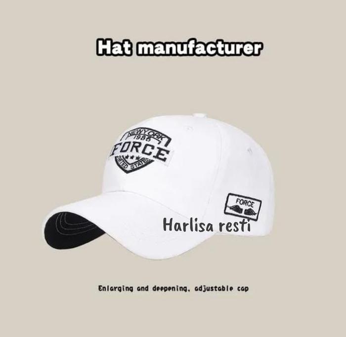 Topi Pria NY FORCE topi baseball bordir premium distro HIGH QUALITY COD Biru Cap Dewasa Hitam