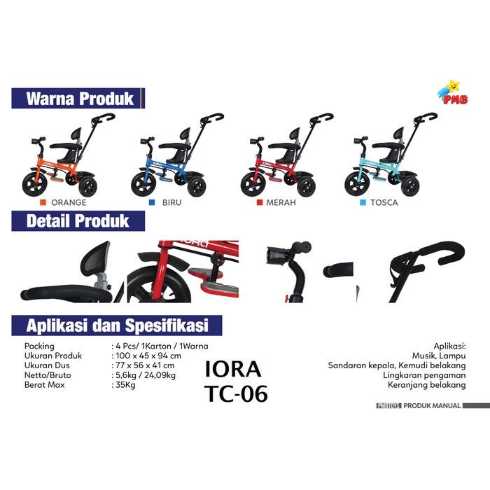 Stroller Sepeda Roda 3 Stoler Lipat Anak Bayi Tricycle Dorong PMB IORA