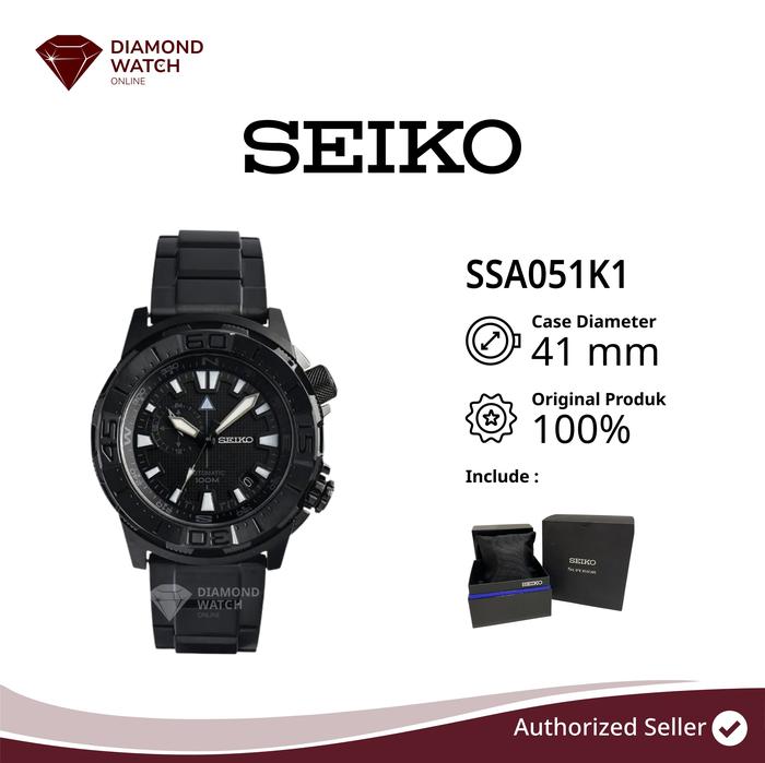Seiko Automatic SSA051K1 Black Pattern Dial Black Stainless Steel Strap 41mm