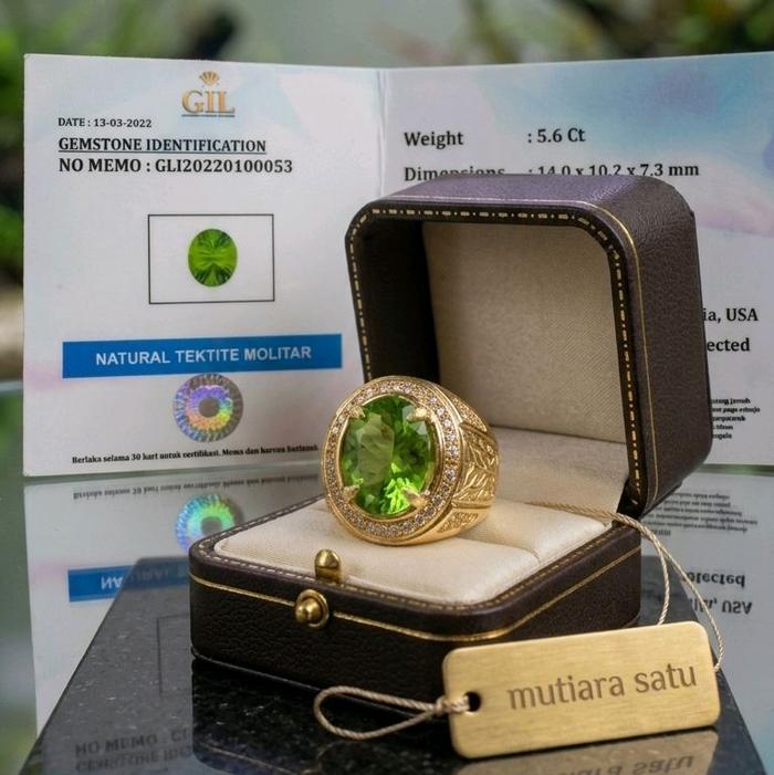 NATURAL BATU PERMATA METEOR HIJAU ASLI TEKTITE REP CHEZKA ALAM INCLUDE MEMO GIL GEMS LAB