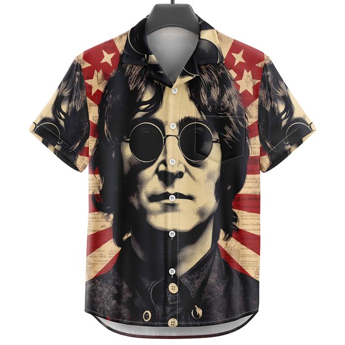 DOWEAR BAJU KEMEJA KEKINIAN PRIA WANITA MOTIF JOHN LENNON 385 PRINTING BAHAN KATUN MIKRO