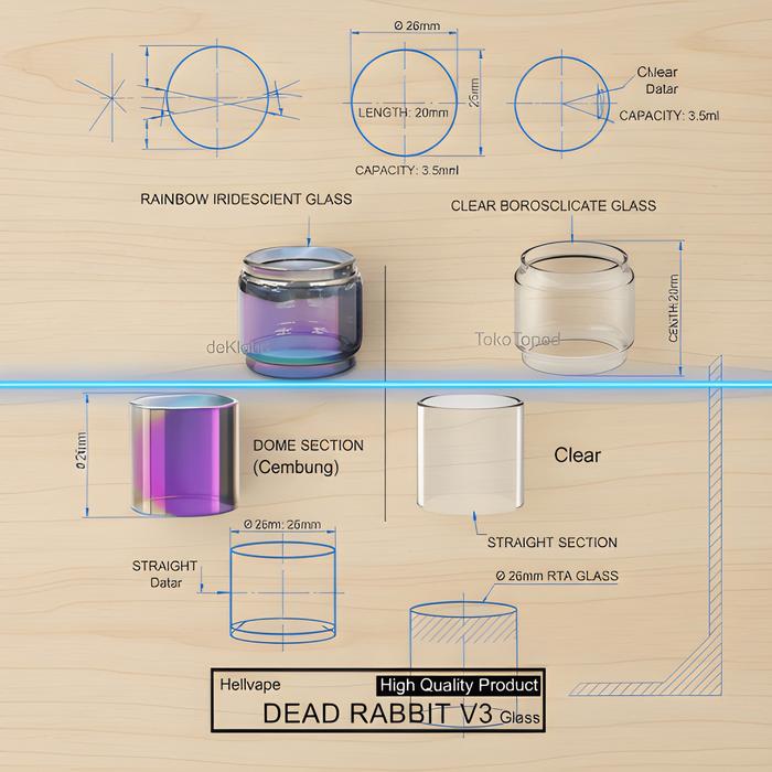 [BEST PRICE] DEAD RABBIT V3 RTA Replacement Glass | kaca tabung pengganti gelass Clear