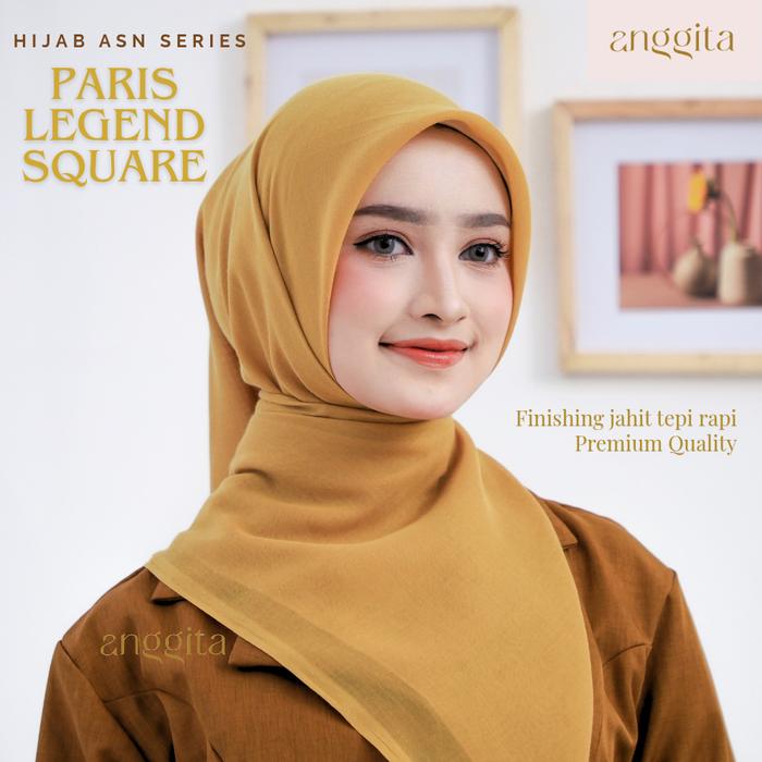 ANGGITA Jilbab Mustard PNS Paris Jadul Segiempat Hijab Seragam Dinas PNS Pegawai PEMDA
