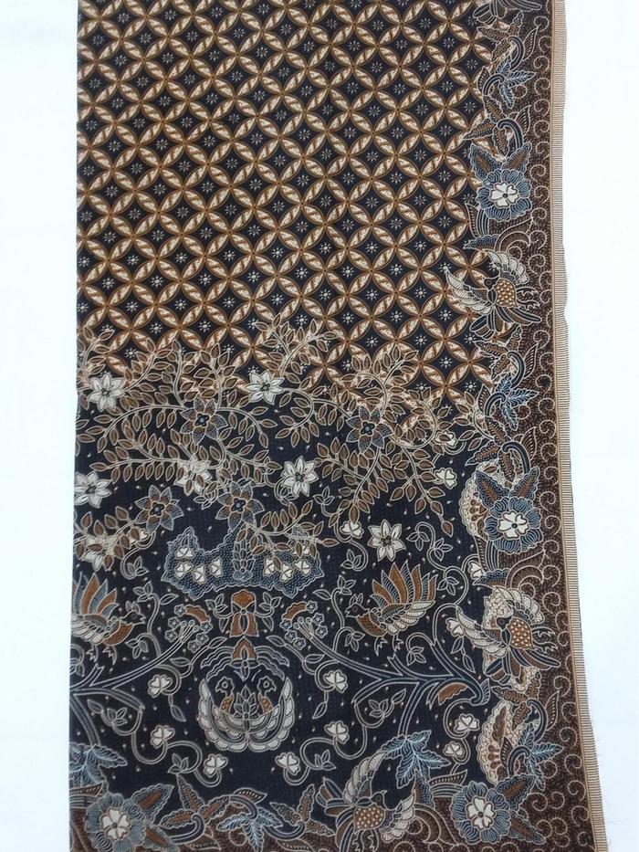 Kain Batik Jarik Selendang Katun SJ 197 Kawung Coklat Hitam
