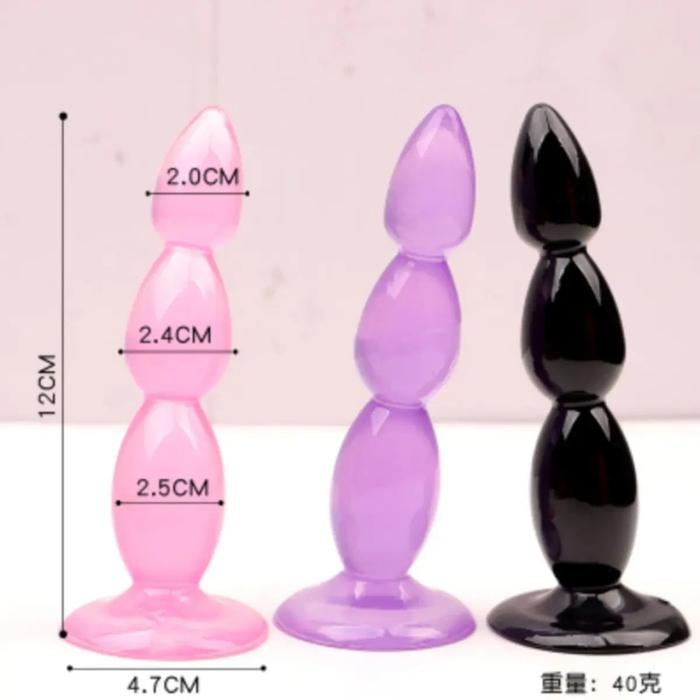 Frisdw Plug Crystal Jelly Butt Plug Manik-Manik Panjang Mainan Untuk Pria Wanita