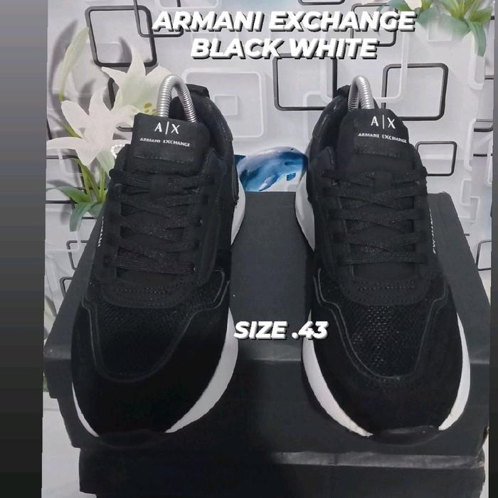Armani Exchange Sepatu Sneaker Hitam Putih Ukuran 43 untuk Pria dan Wanita Casual Shoes Sport Black 