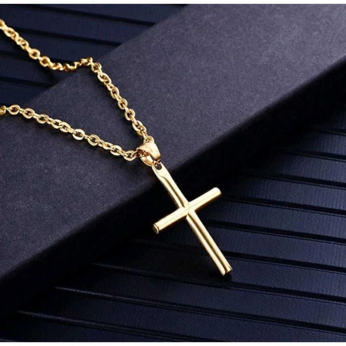 kalung Salib polos anti karat |Kalung Liontin Salib Kristen anti karat model terbaru | Kalung Salip 