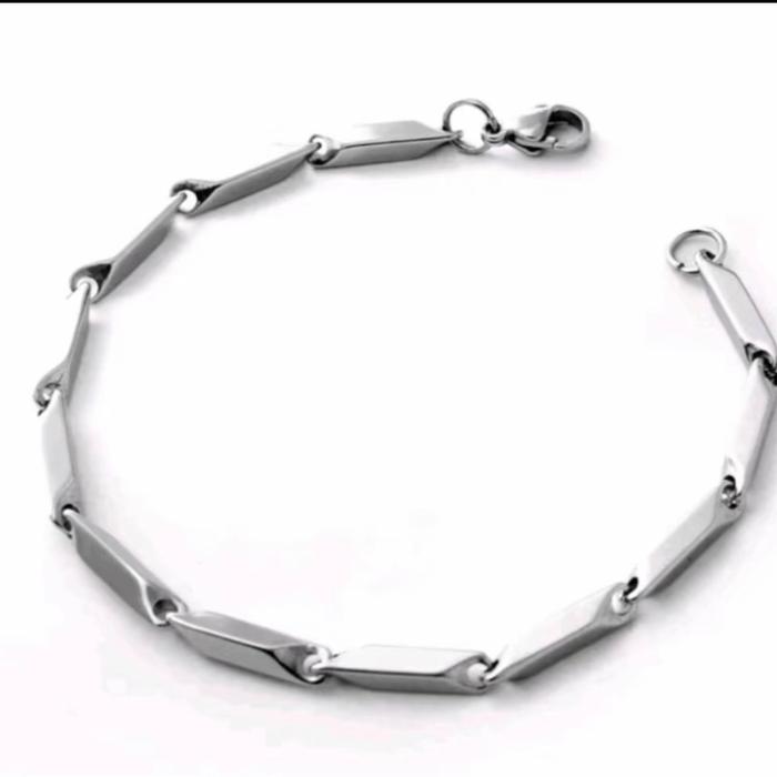 [cod] Gelang Baja Putih Titanium Bracelets model padi Elegan
