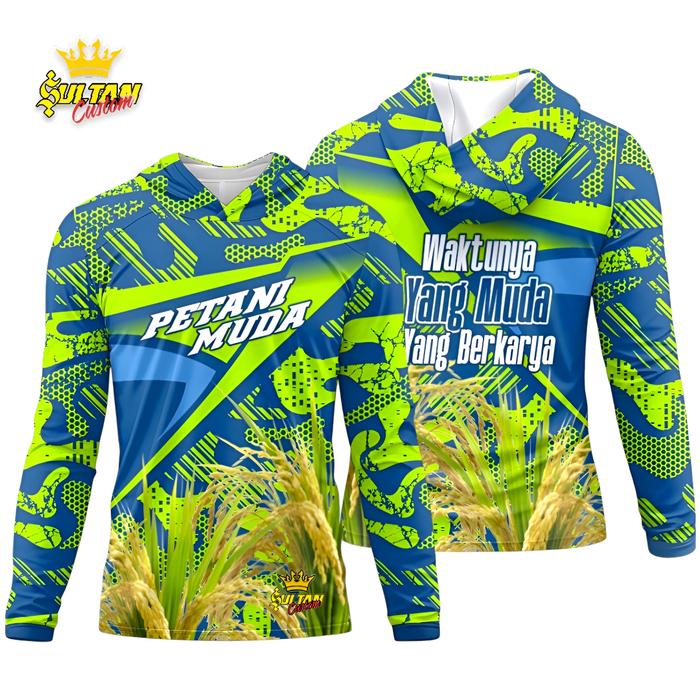 Kaos Jersey Petani Muda Hoodie Kupluk Bahan Drifit Adem