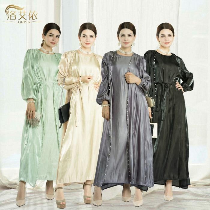 2Pcs Outer shimmer dress / dress lebaran /Shimmer Kardigan /outer shimmer / abaya turki / outfit leb