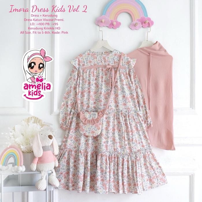 Setelan Gamis dan Jilbab Anak 5-8 Tahun Imora Dress Set by Amelia Kids - Baju Muslim