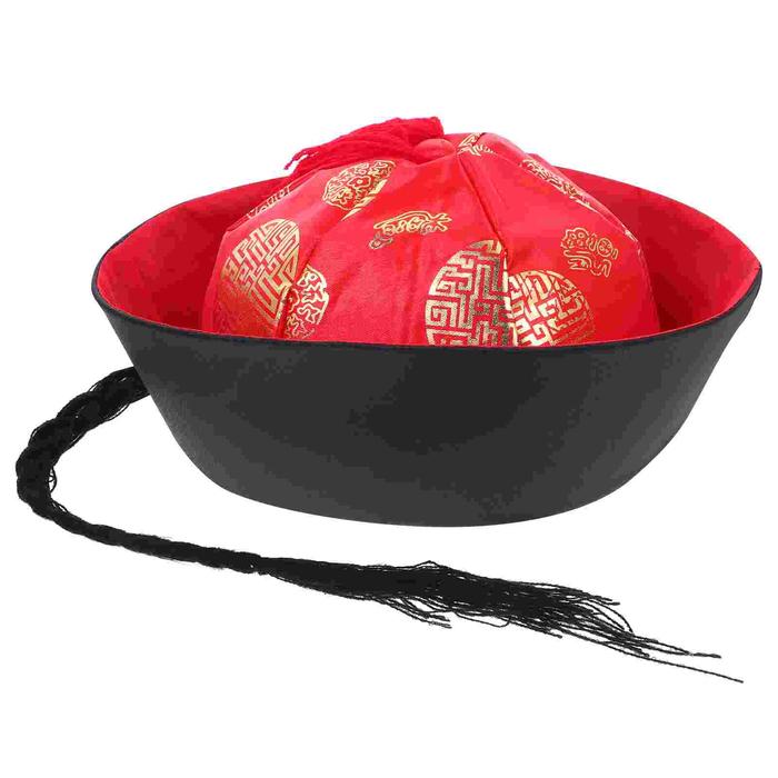 Mandarin Hat Ancient Palace Headdress Hooey Hats for Men Party Chinese Style Cosplay Prop Kids