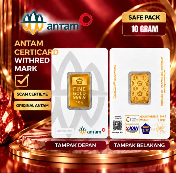 Antam Logam Mulia Certicard Emas Batangan 10 Gram, LM Antam - 10 gram