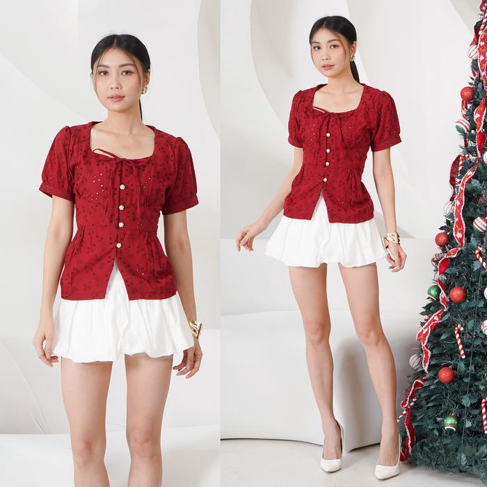 Aleya Peplum Top Katun Bolong / Atasan Wanita Aleya Katun