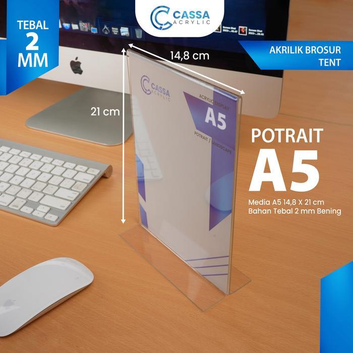 TEMPAT BROSUR / TENT HOLDER / TENT CARD AKRILIK DISPLAY 2 SISI A5