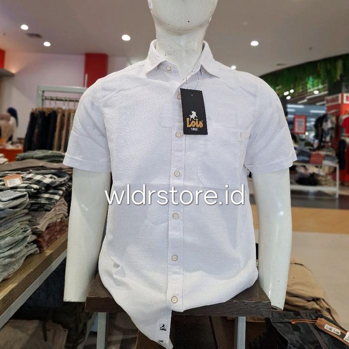 lois jeans kemeja pria lengan pendek slimfit 007 white