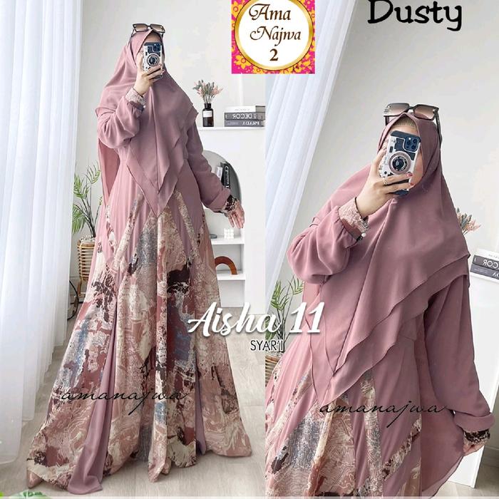 Promo Baju Syar'i Aisha 11 Ceruty Babydoll Terlaris Gamis Set Hijab Muslim Wanita Syari Dress Remaja