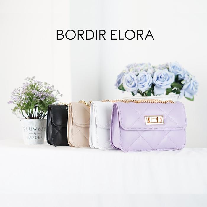 Bordir Elora Sources.id Original - Tas Selempang Wanita Bahu Lucu Kecil / Mini Tali Rantai Gold se P