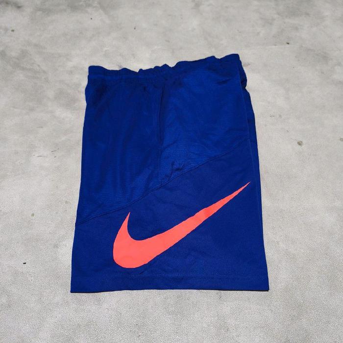 Celana pendek olahraga Nike dri fit biru big swoosh bekas