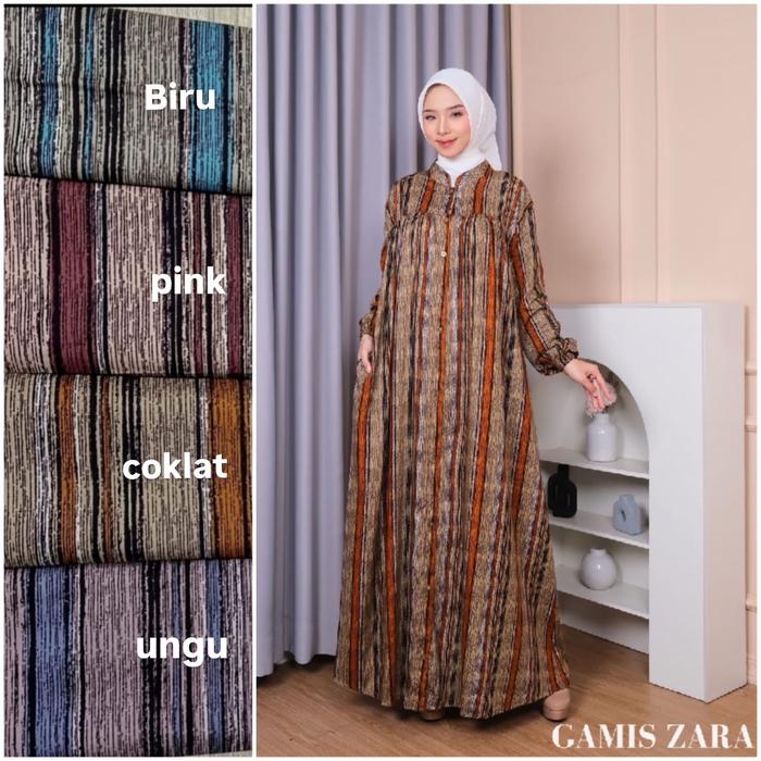Gamis motif serat kayu wanita