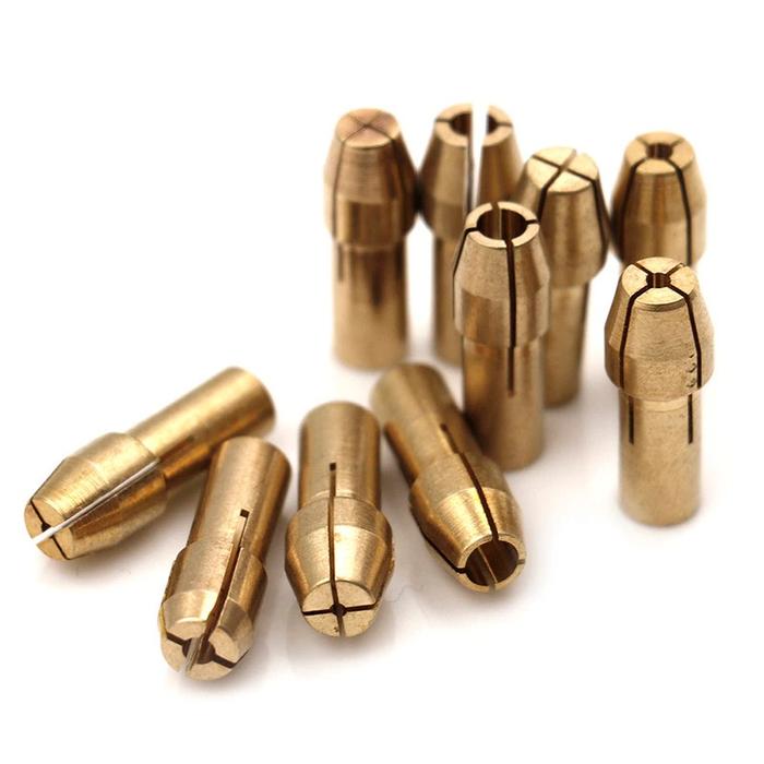 kepala bor mini bras kuningan Set 11pcs Collet Chuck Mini Drill Grinder Bor Rotary 0.5-3.2mm M8x0.75